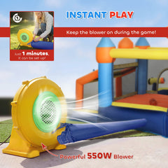 Bouncy Castle for Kids, Inflatable Bounce House with Slide, Pool (Ball Pit), Climbing Wall and Blower for Indoor Outdoor