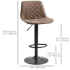 Bar Stools Set of 2, Swivel Counter Height Barstools with Back, Footrest, Adjustable Height, Black
