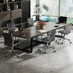Office Chair Height Adjustable Conference Room Chair with Rocking Backrest Armrests-Black