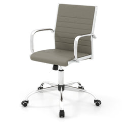 Office Chair Height Adjustable Conference Room Chair with Rocking Backrest Armrests-Grey