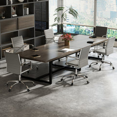 Office Chair Height Adjustable Conference Room Chair with Rocking Backrest Armrests-Grey