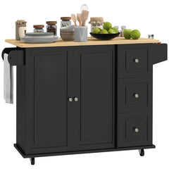 Kitchen Island on Wheels, Kitchen Cart with Drop Leaf, Drawers, Grey