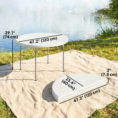 4ft Plastic Folding Picnic Table, Camping Table with Anti-Slip Foot Pads, Indoor Outdoor for Beach, BBQ, Grey