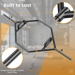 Standard Hex Trap Bar with 2 Spring Collars and Foldable Handle-Black