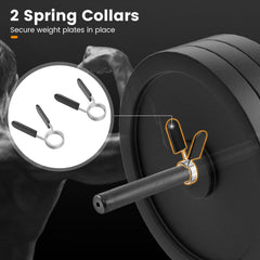 Standard Hex Trap Bar with 2 Spring Collars and Foldable Handle-Black