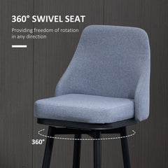Extra Tall Bar Stools Set of 2, Modern 360° Swivel Barstools, Dining Room Chairs with Steel Legs Footrest, Charcoal Grey