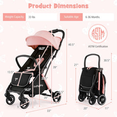 One-Hand Folding Portable Lightweight Stroller with Aluminum Frame