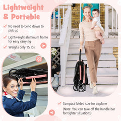 One-Hand Folding Portable Lightweight Stroller with Aluminum Frame