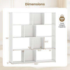 Open Shelf Bookcase 4-Tier Modern Bookshelf with 12 Storage Compartments-White