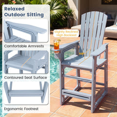 Outdoor 29 Inch Height Bar Stool with Backrest and Armrests-Gray