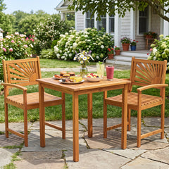 Outdoor Acacia Wood Dining Chairs-Set of 2