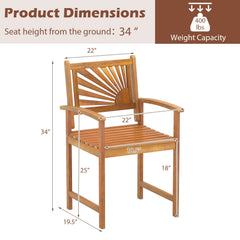 Outdoor Acacia Wood Dining Chairs-Set of 2