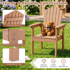 Outdoor Adirondack Chair with High Backrest and Wide Armrests for Deck Poolside-Brown