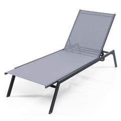 Sling Chaise Lounge with 6 Backrest Levels and a Full Flat Position, Gray