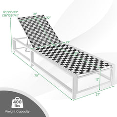 Sling Chaise Lounge on Wheels with 6 Level Backrest and 400 lb Capacity