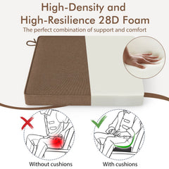 Outdoor Chair Cushion Set of 2 Waterproof Fade-Resistant Olefin Seat Cushions-Brown