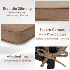Outdoor Chair Cushion Set of 2 Waterproof Fade-Resistant Olefin Seat Cushions-Brown