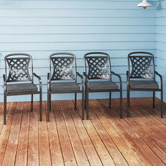 Outdoor Chair Cushion Set of 2 Waterproof Fade-Resistant Olefin Seat Cushions-Gray
