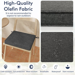Outdoor Chair Cushion Set of 2 Waterproof Fade-Resistant Olefin Seat Cushions-Gray