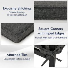 Outdoor Chair Cushion Set of 2 Waterproof Fade-Resistant Olefin Seat Cushions-Gray