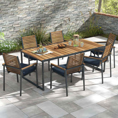 Outdoor Chair Cushion Set of 2 Waterproof Fade-Resistant Olefin Seat Cushions-Navy