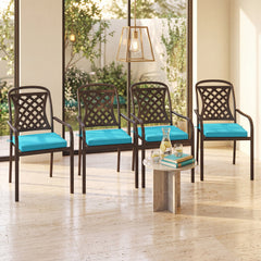 Outdoor Chair Cushion Set of 2 Waterproof Fade-Resistant Olefin Seat Cushions-Turquoise