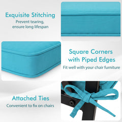 Outdoor Chair Cushion Set of 2 Waterproof Fade-Resistant Olefin Seat Cushions-Turquoise