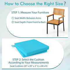 Outdoor Chair Cushion Set of 2 Waterproof Fade-Resistant Olefin Seat Cushions-Turquoise