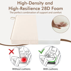 Outdoor Chair Cushion Set of 6 Waterproof Olefin Seat Cushions-Beige