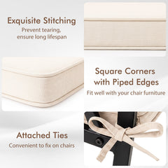 Outdoor Chair Cushion Set of 6 Waterproof Olefin Seat Cushions-Beige