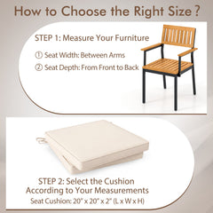 Outdoor Chair Cushion Set of 6 Waterproof Olefin Seat Cushions-Beige