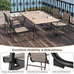 Outdoor Dining Chairs Set of 2 Patio Furniture Chair with Breathable Seat and Backrest-Brown