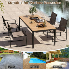 Outdoor Dining Chairs Set of 2 Patio Furniture Chair with Breathable Seat and Backrest-Brown