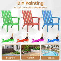 Outdoor Durable Patio Acacia Wood Adirondack Lounge Armchair-Natural