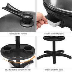 1350 W Outdoor Electric BBQ Grill with Removable Stand Easy to Install-Black
