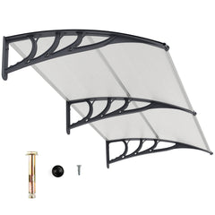 Outdoor Front Door Patio Overhang Awning for Sunlight Rain Snow Wind Protection-Gray