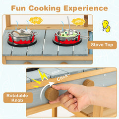 Outdoor Mud Kitchen for Kids with Running Tap, Water Box and Removable Sink