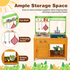 Outdoor Mud Kitchen Playset for Girls and Boys 3+ Years Old-Orange