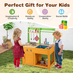 Outdoor Mud Kitchen Playset for Girls and Boys 3+ Years Old-Orange