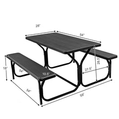 4.5 FT Outdoor Picnic Table Bench Set with HDPE Tabletop for 4-Person-Black