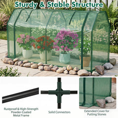 Outdoor Portable Mini Greenhouse with PE Cover and Zippered Door for Vegetables-Green