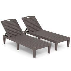 Set of 2 PP Chaise Lounge Chairs with Woven Texture and 6 Legs, Coffee