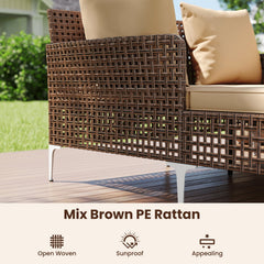 Outdoor Rattan Double Daybed with 47 by 58 in Lying Area, 800 lb, Brown