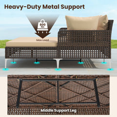 Outdoor Rattan Double Daybed with 47 by 58 in Lying Area, 800 lb, Brown