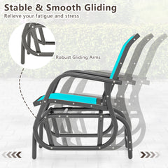 Outdoor Single Swing Glider Rocking Chair with Armrest-Turquoise