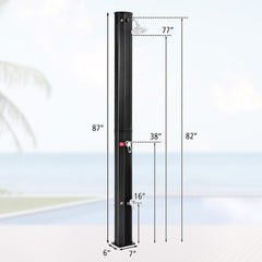 Outdoor Solar Heating 7.2 Ft Adjustable Shower Head