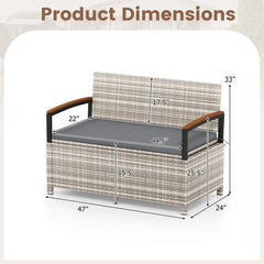 Outdoor Storage Bench Deck Box Patio Furniture with Cushion-Gray