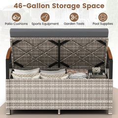 Outdoor Storage Bench Deck Box Patio Furniture with Cushion-Gray