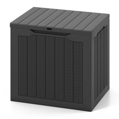 Outdoor Storage Box 25 Gallon Deck Box with Lockable Lid and Wicker-woven Texture-Black