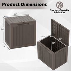 Outdoor Storage Box 25 Gallon Deck Box with Lockable Lid and Wicker-woven Texture-Brown
